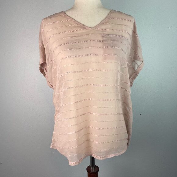 Maurices Sheer Light Pink V-Neck Blouse Top Size M EUC - Picture 1 of 7